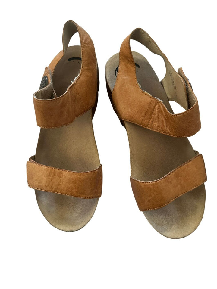 Adeo Genuine Leather Platform Wedge Sandals Cognac Brown Boho