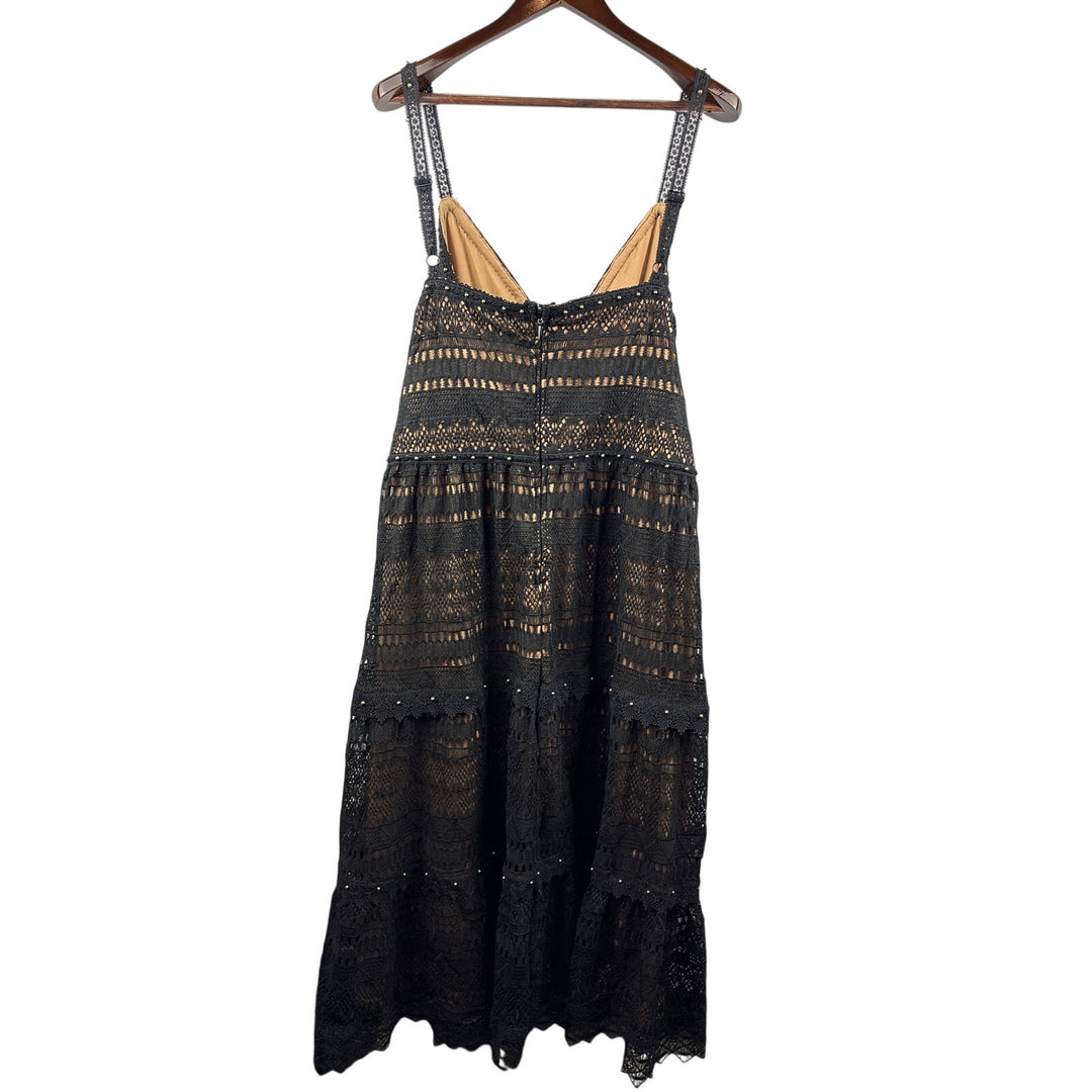 Women’s City Chic XXL Black Lace Sleeveless Maxi Dress w/ Gold Hardware