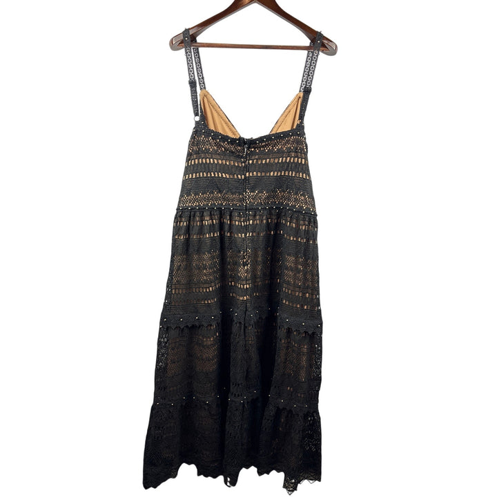 Women’s City Chic XXL Black Lace Sleeveless Maxi Dress w/ Gold Hardware