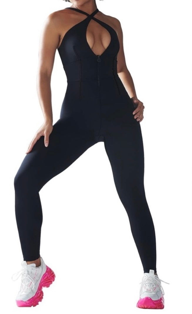 Savage X Fenty Hotline Black Pink Stripe Zipper Jumpsuit Size 1X 16 To 18