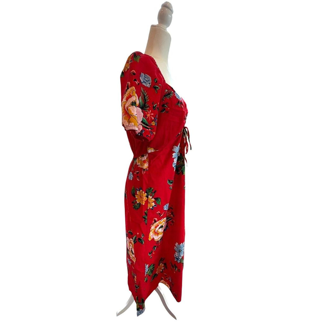 NAOO Red Floral Tropical Women's Maxi Dress Size M