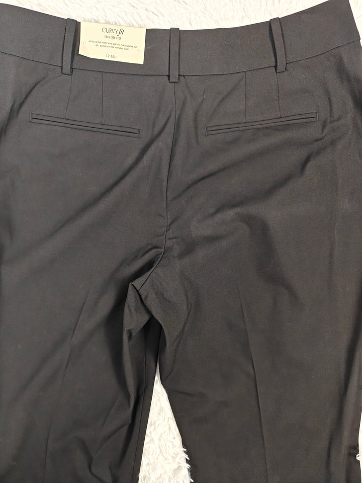 Womens Ann Taylor Curvy Fit Dress Pants Black Size 12 Tall New With Tags