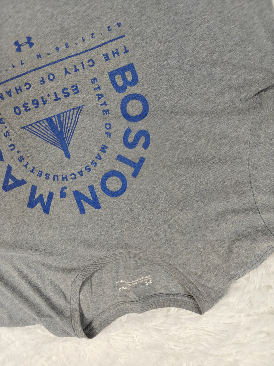 Mens Under Armour Boston Massachusetts Graphic T-Shirt Gray Size L