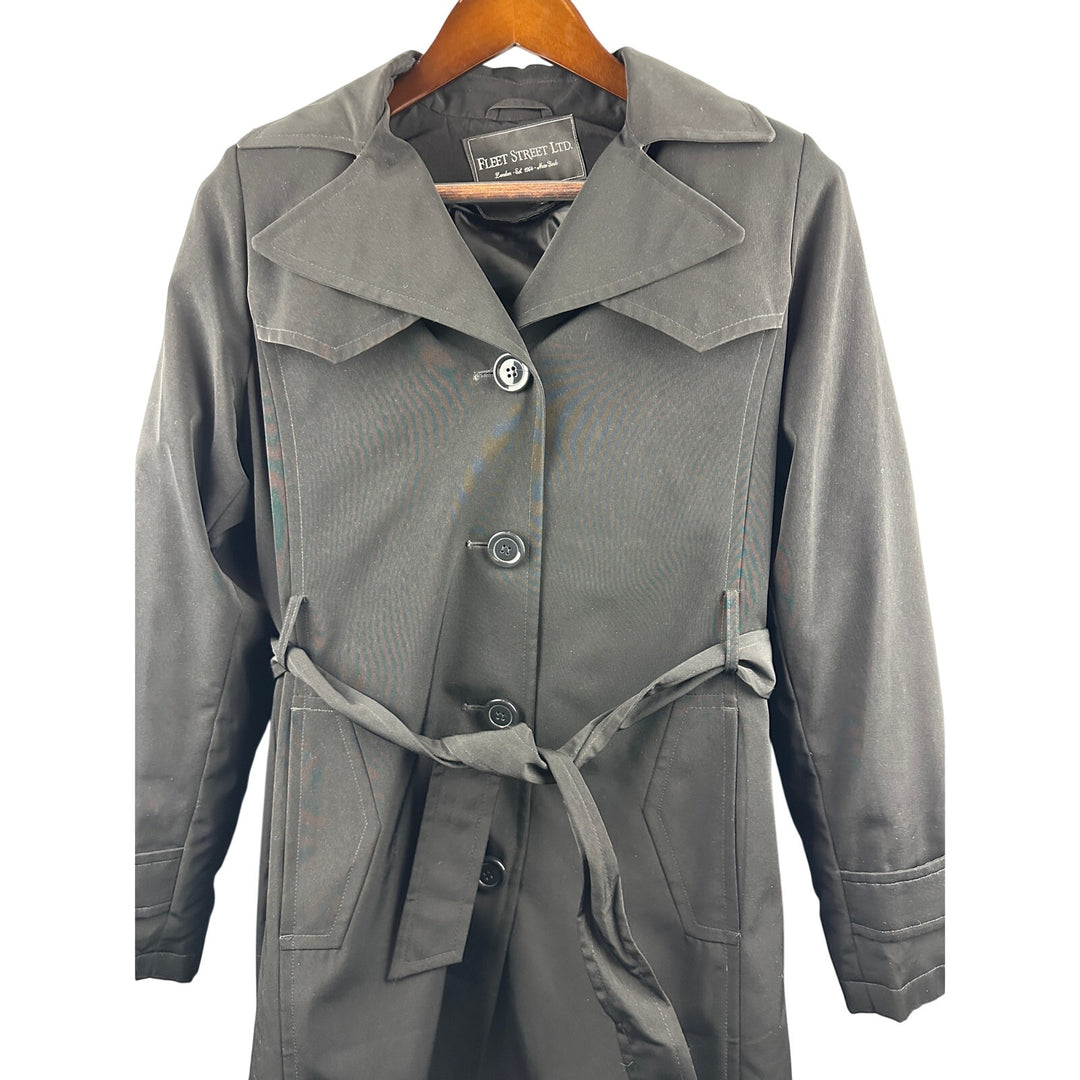 Women’s Fleet Street Black Trench coat w/removable liner Size 6P