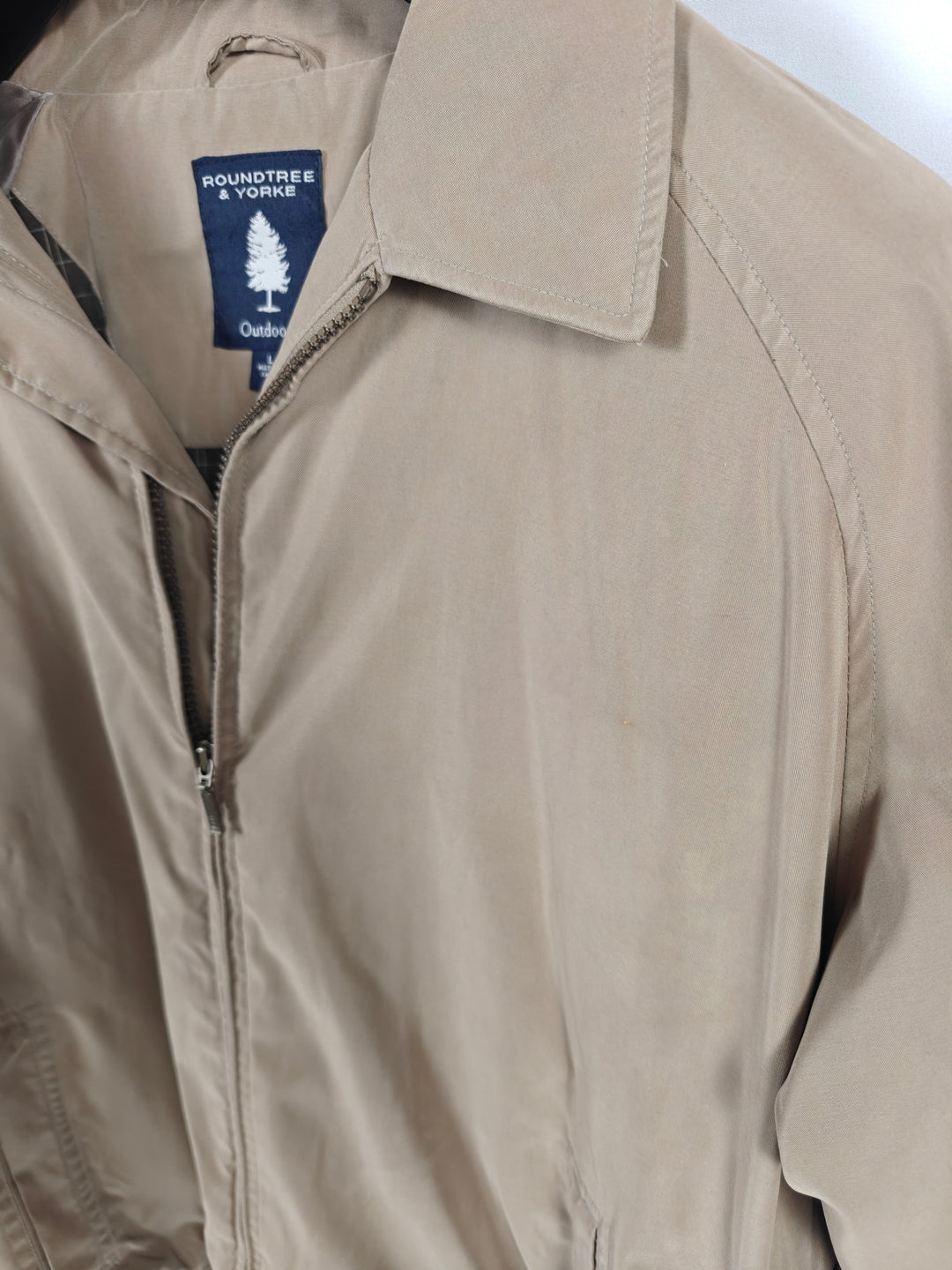 Mens Roundtree And Yorke Tan Harrington Jacket Large Plaid Lining