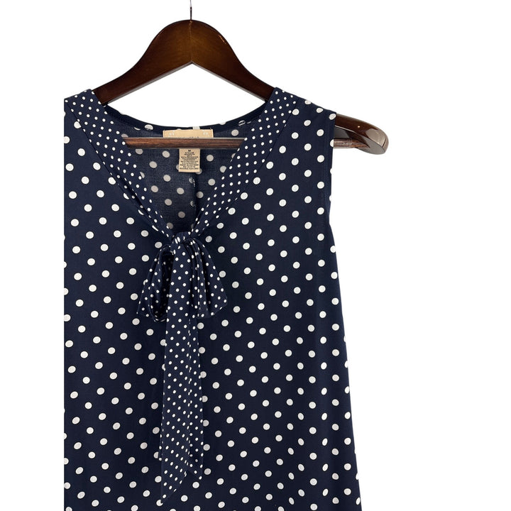 Women’s Diana Belle Medium Navy Sleeveless Blouse w/ White Polka Dots