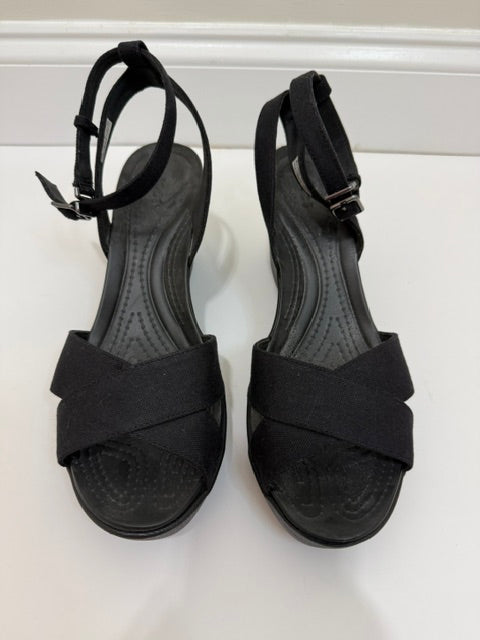 Crocs Leigh II Wedge Sandals Black Sz10 NWOT