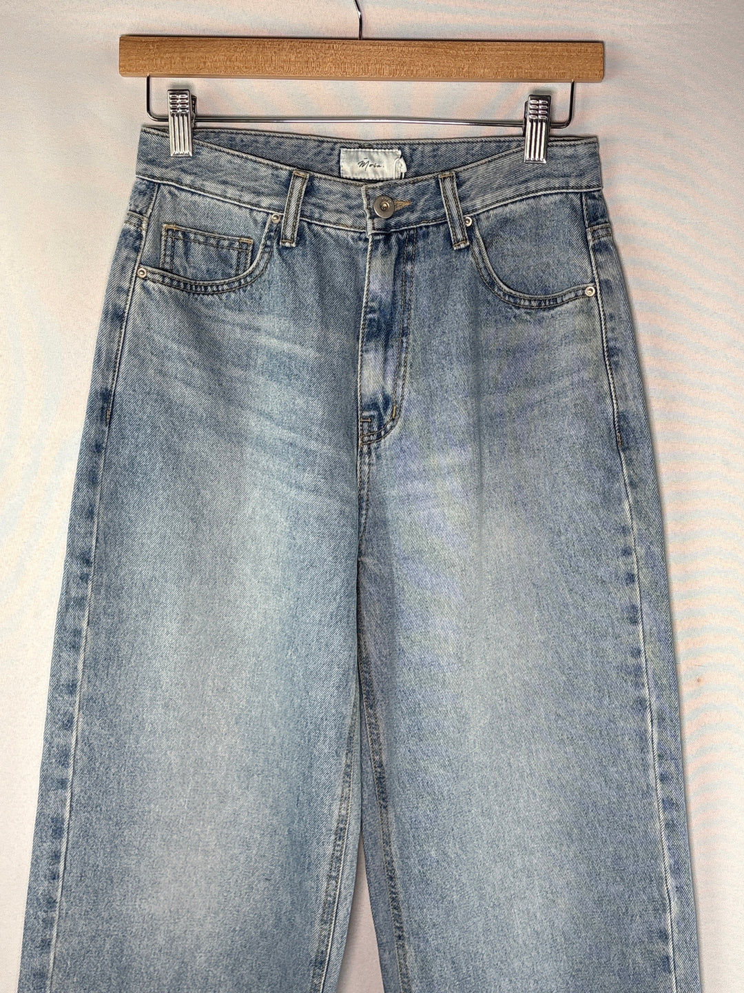 Womens Moia Light Wash Blue High Waisted Wide Leg Jeans Size Small