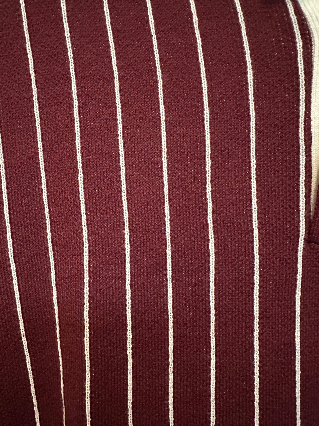 Men’s American Eagle Maroon and White Striped Polo Size L