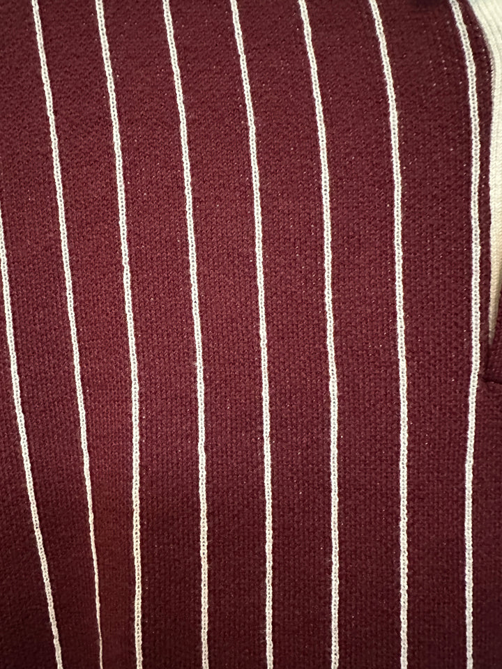 Men’s American Eagle Maroon and White Striped Polo Size L