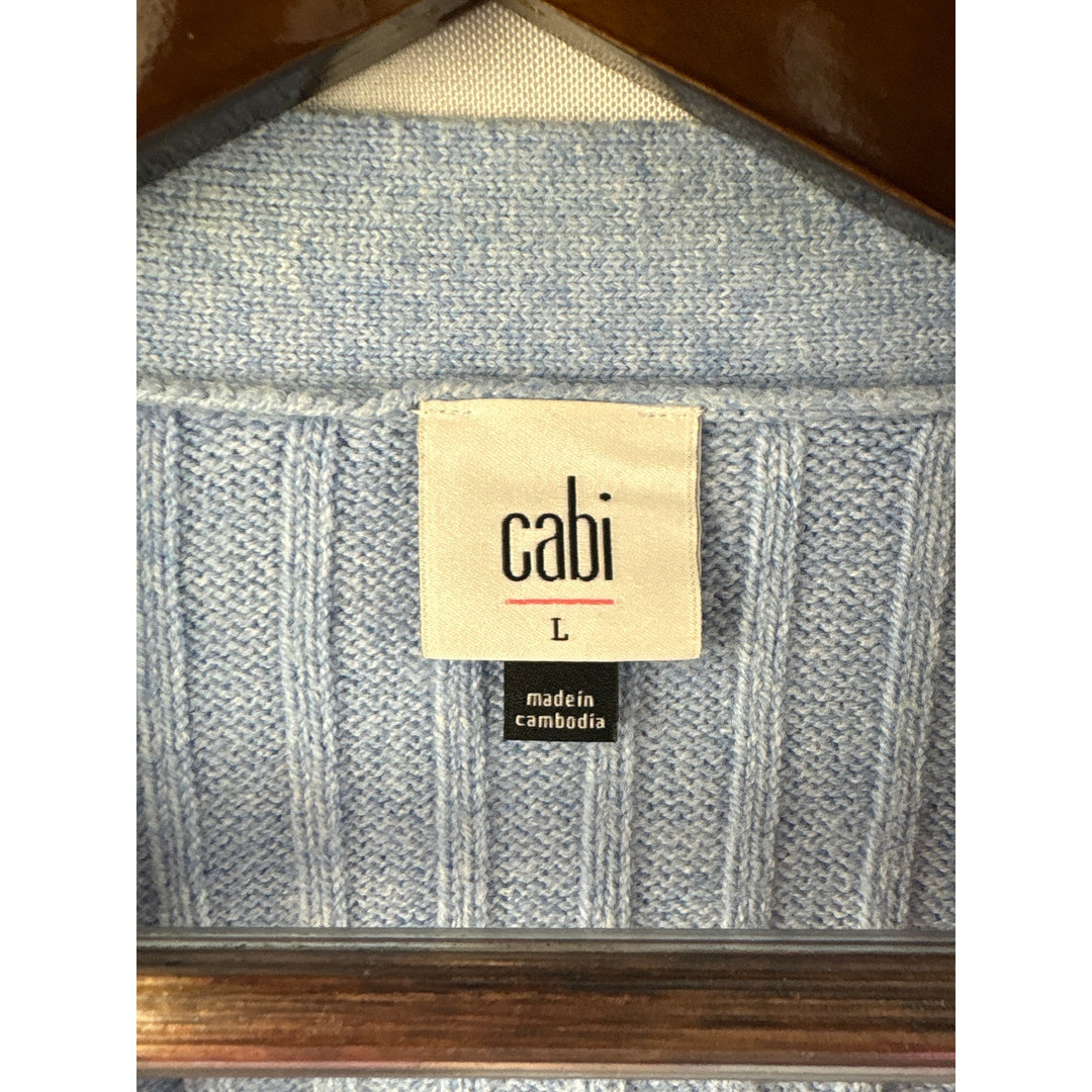 Women’s Cabi Large Light Blue Button Cable Knit Sweater