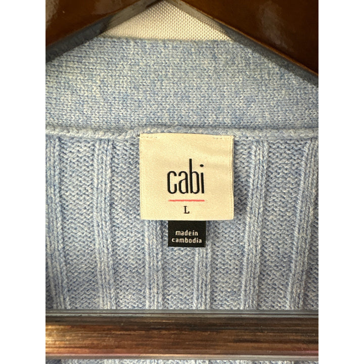 Women’s Cabi Large Light Blue Button Cable Knit Sweater