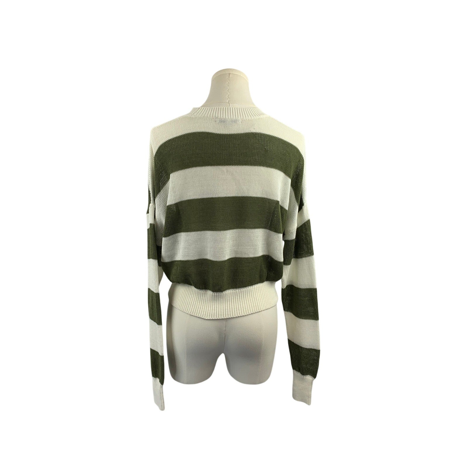 Women's MadeWell Stripped White & Green Sweater*NWT* - Size XS