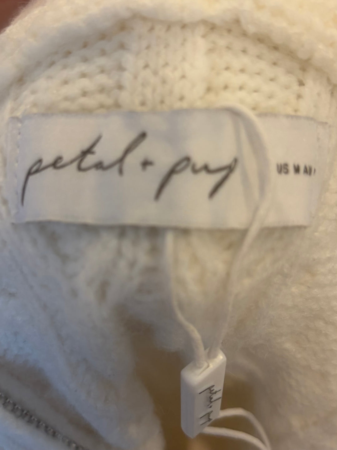 Petal &amp; Pup Cream Cable Knit Quarter Zip Sweater Size M Ski Chalet Après Ski