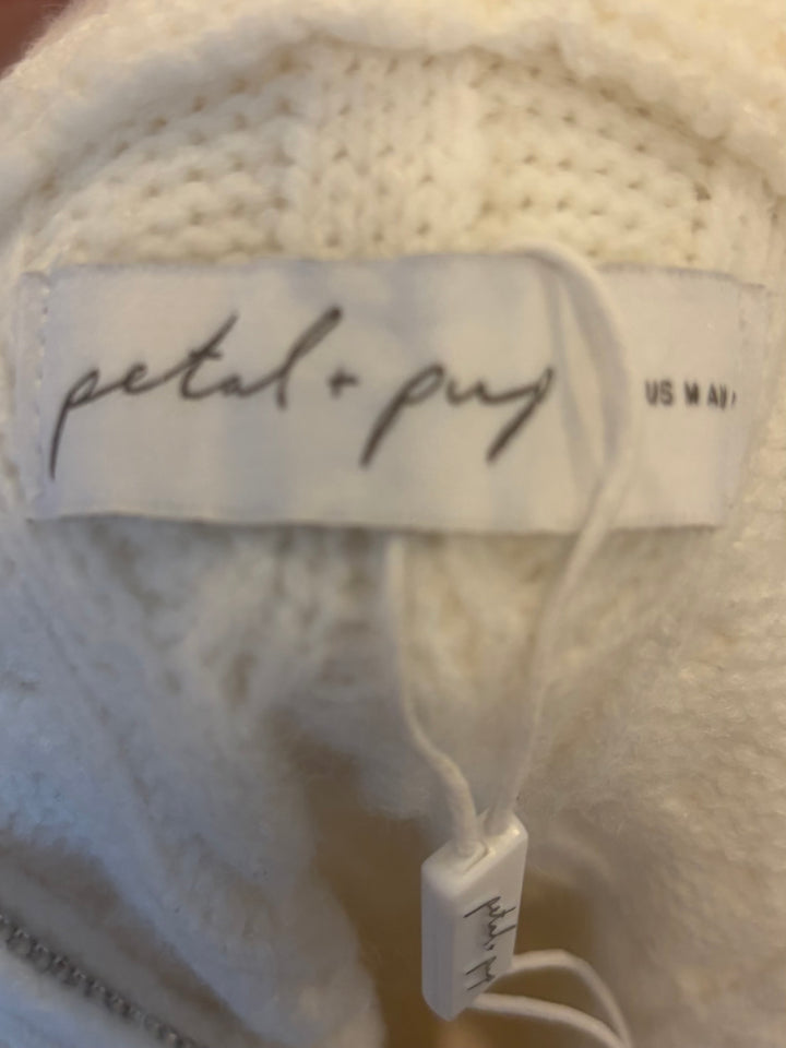 Petal &amp; Pup Cream Cable Knit Quarter Zip Sweater Size M Ski Chalet Après Ski