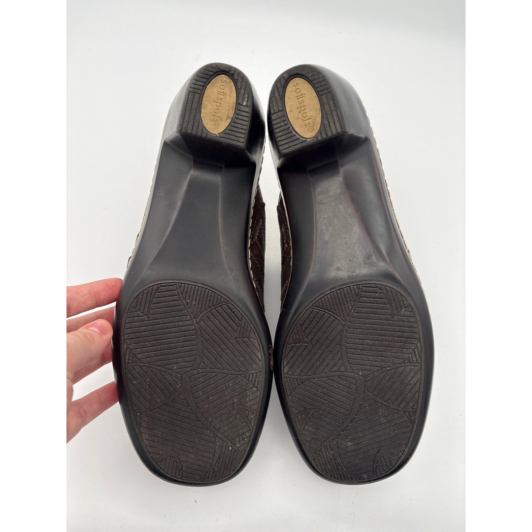 Women’s Softspots Size 8 Brown Leather Heeled Clogs