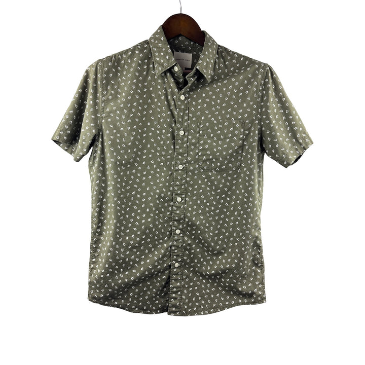 Women’s American Eagle Small Red Short Sleeve Button Up w/ White Diamond Pattern