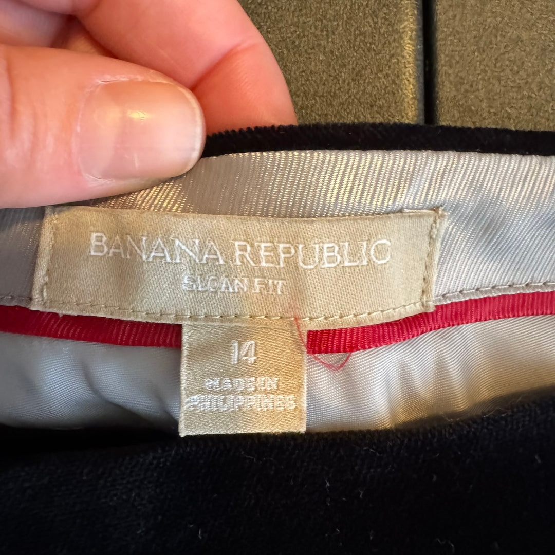 Banana Republic Women's Black Velvet Wide Leg Trousers, Size 14