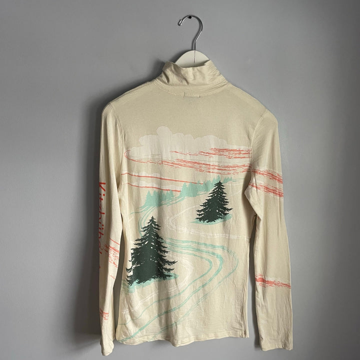 Neve Ski Quarterzip Jumper Base Layer Top Silk Wool Blend For Women Beige sz S
