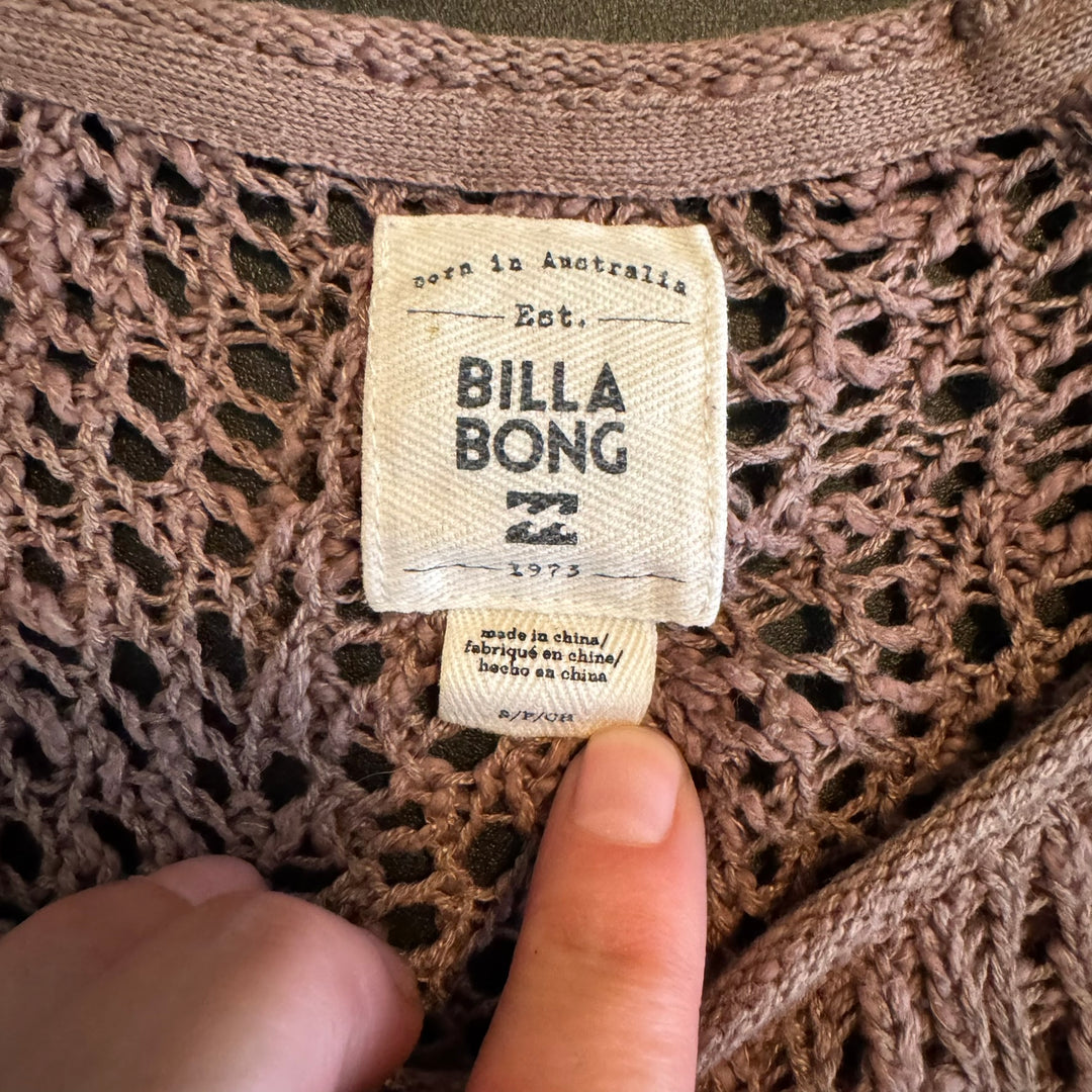 Women's Billabong Mauve Open Knit Cropped Sweater, Size Small