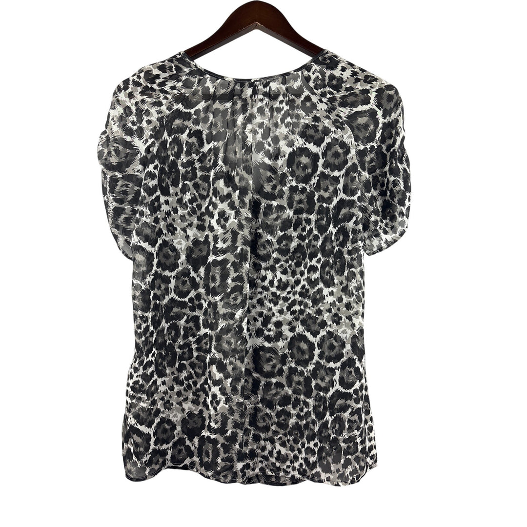 Women’s APT. 9 Large Grey & Black Leopard Print Sheer Blouse