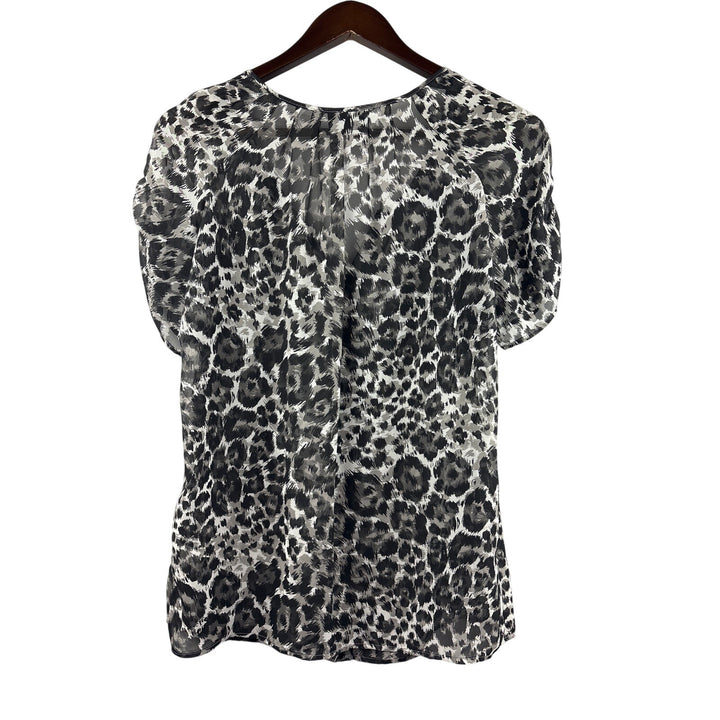 Women’s APT. 9 Large Grey & Black Leopard Print Sheer Blouse