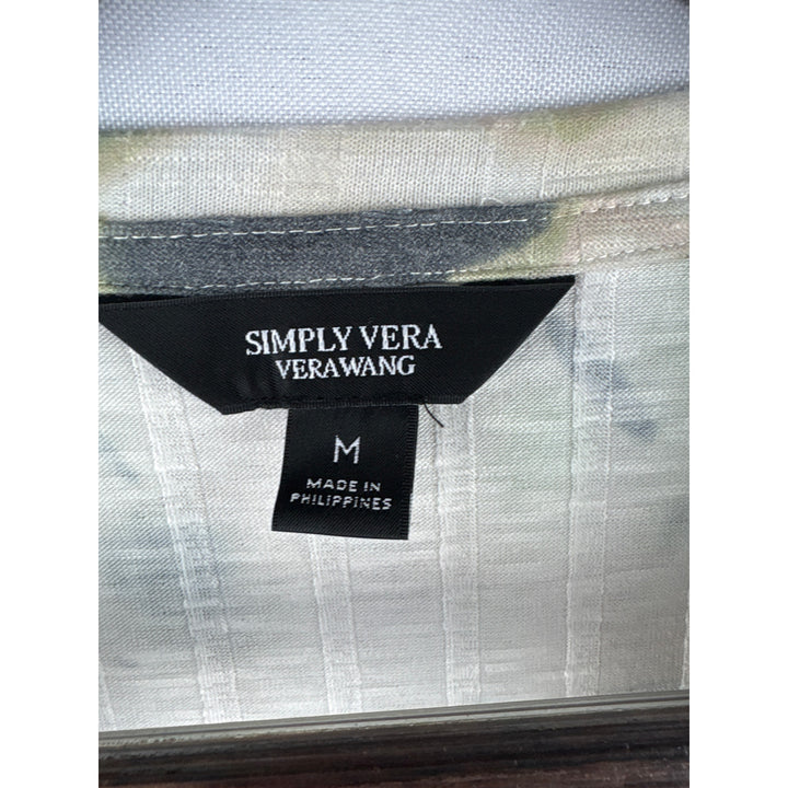 Women’s Simply Vera by Vera Wang Medium Cream w/ Multicolor Pattern Short Sleeve