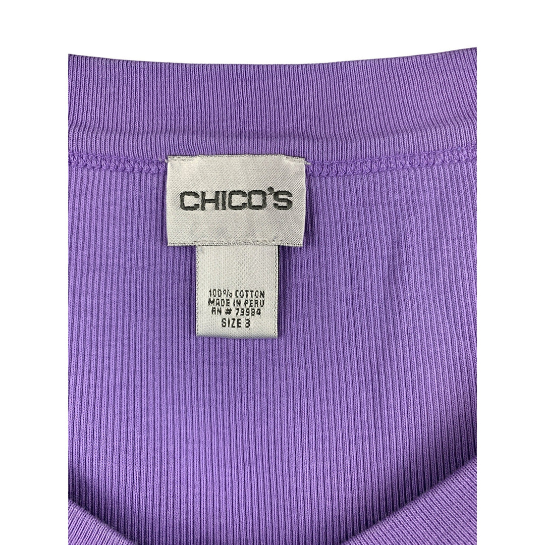 Chicos Womens Purple V-Neck Tank Top Size 3 100% Cotton