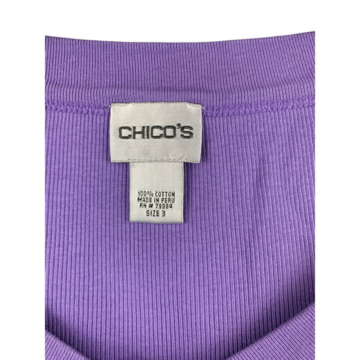 Chicos Womens Purple V-Neck Tank Top Size 3 100% Cotton