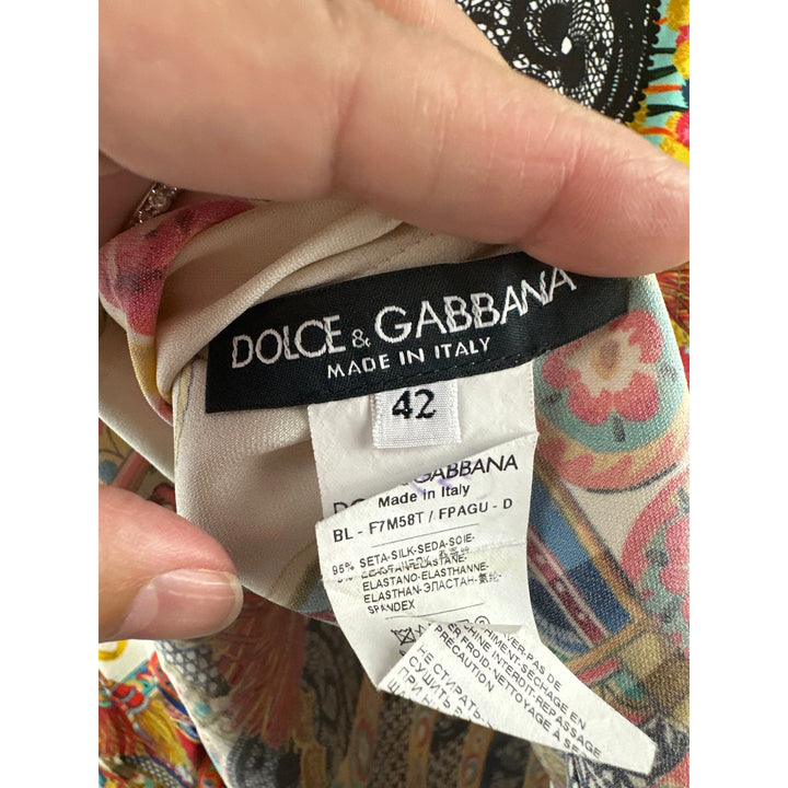 Women’s Dolce & Gabbana Floral Fan Silk Top Size Small/Medium (Italian 42)