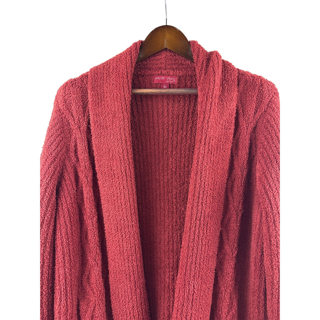 Women’s Barefoot Dreams Large Dark Maroon Plush Cardigan