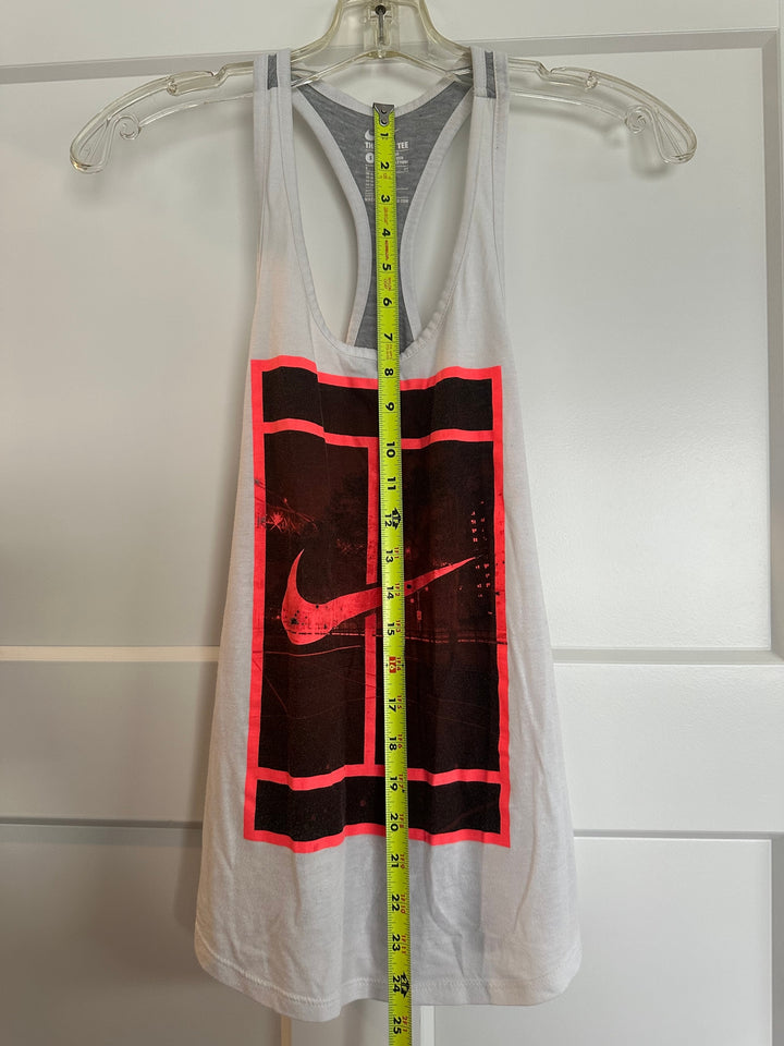 Nike Womens Tennis Court Graphic Tank Top White Gray Neon Size S