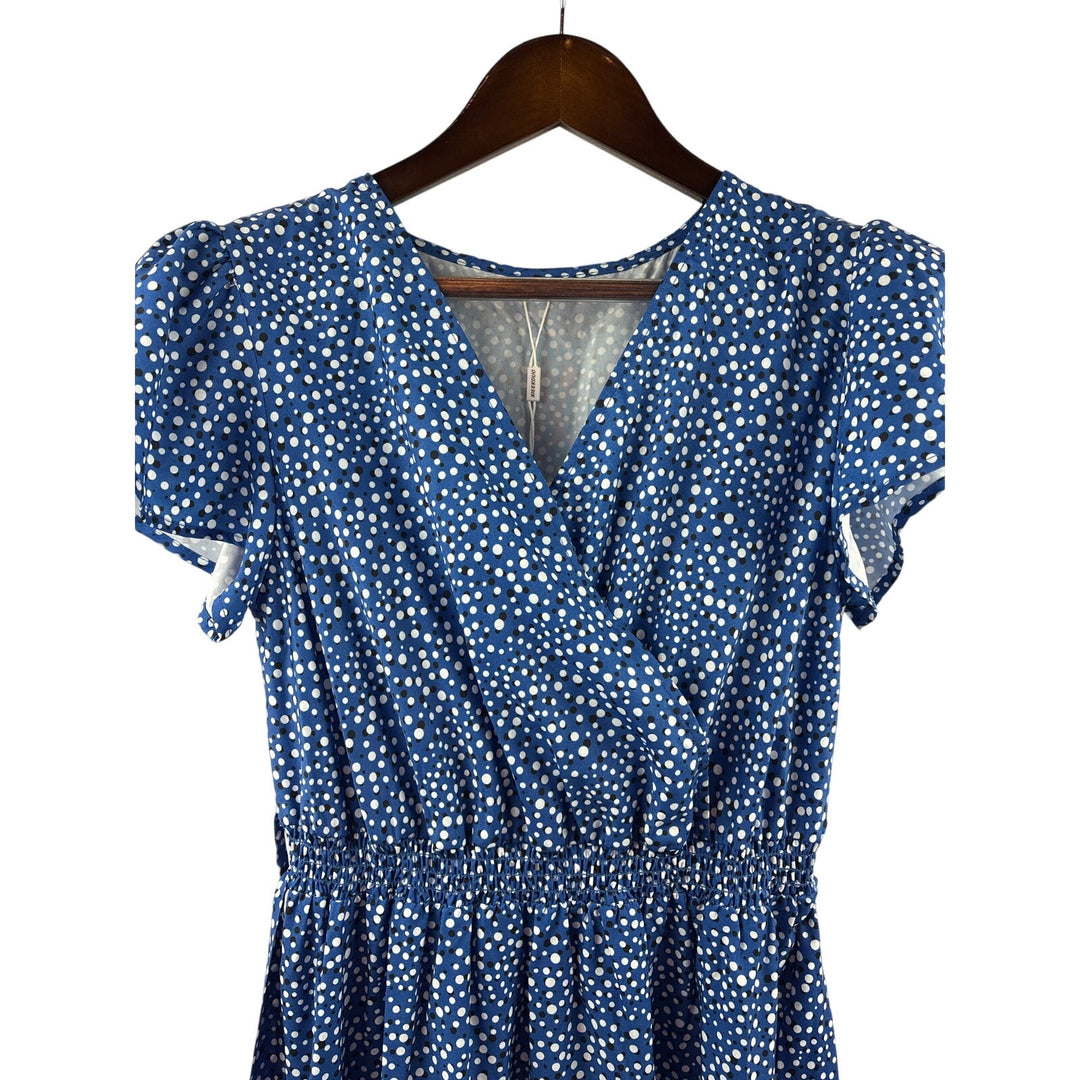 Women’s Xieerduo Fashion Medium Blue Polka Dot Summer Dress