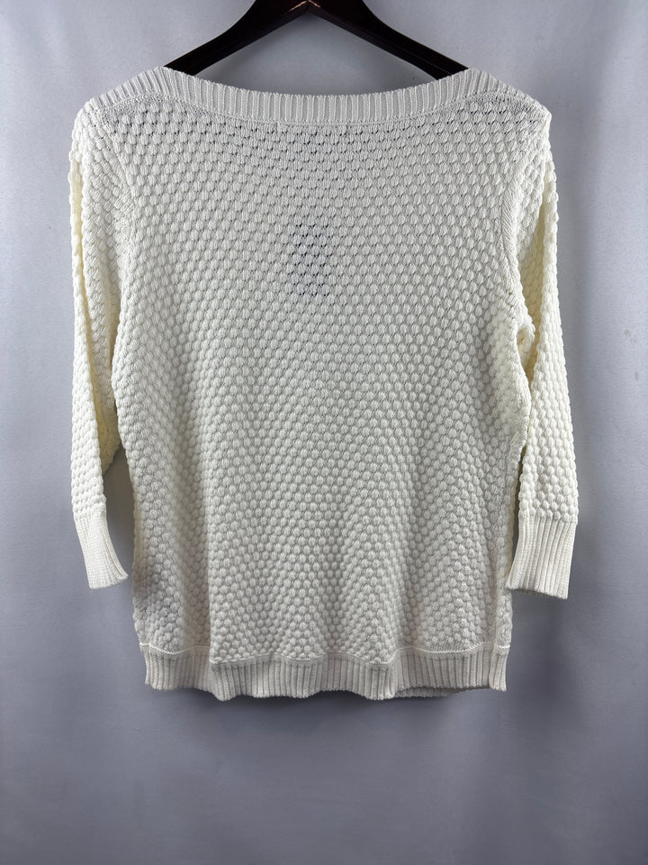 Women’s Fever Medium Cream Knit Scoopneck Sweater