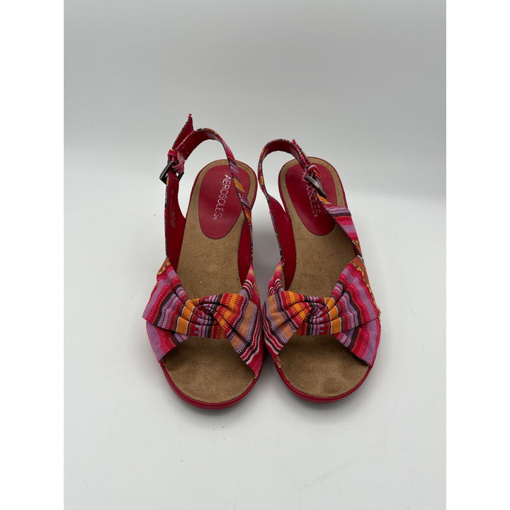 Aerosoles Womens 7W Zenthusiam Fabric Upper Cork Heel Sandals