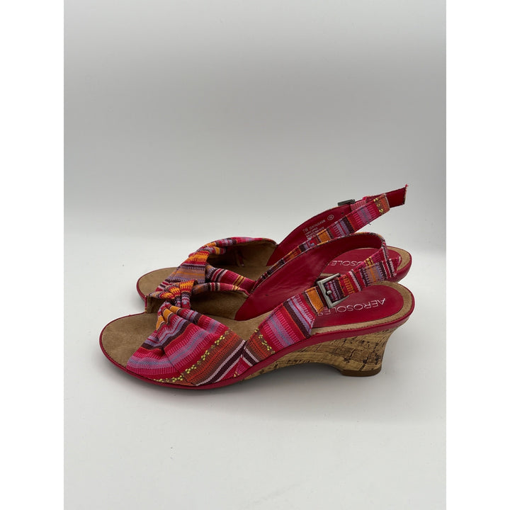 Aerosoles Womens 7W Zenthusiam Fabric Upper Cork Heel Sandals