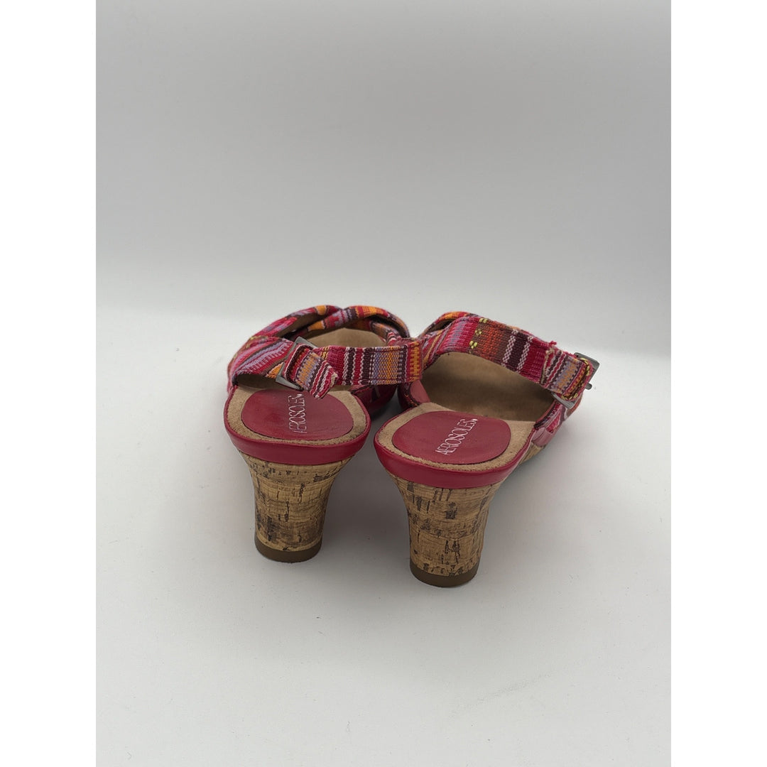 Aerosoles Womens 7W Zenthusiam Fabric Upper Cork Heel Sandals