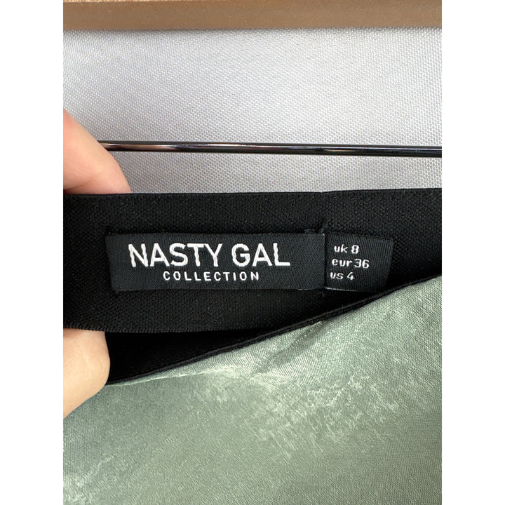 Women’s Nasty Gal Size 4 Sage Green Satin Midi Skirt
