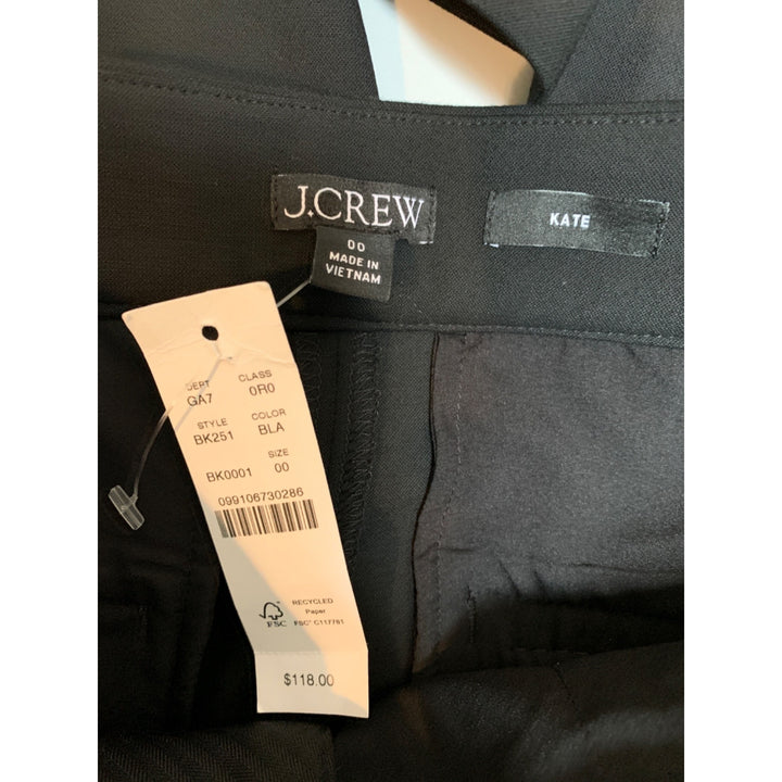 J.Crew Womens Black Kate Tapered Pants Size 00 Polyester Blend