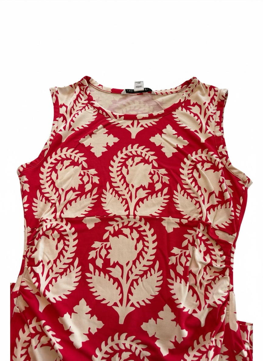 Diane Von Furstenberg Selene 100% Silk Floral Red-Cream Printed Dress Size 10