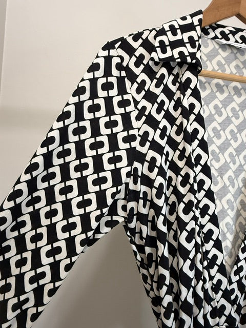 Diane von Furstenberg DVF Silk Geometric Wrap Dress Sz14
