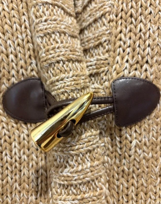 Michael Kors Chunky Knit Toggle Cardigan Cape XS Oversized Zip Quiet Luxury