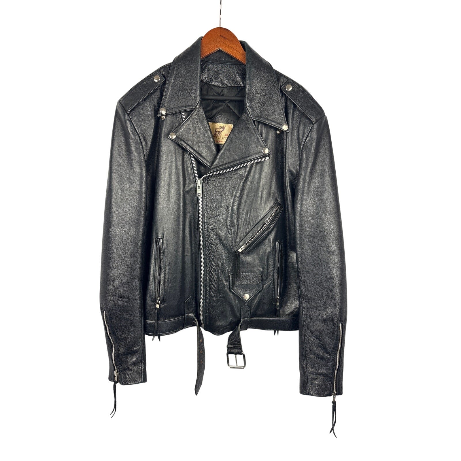 Men’s Genuine Leather Size 48 Black Leather Jacket.