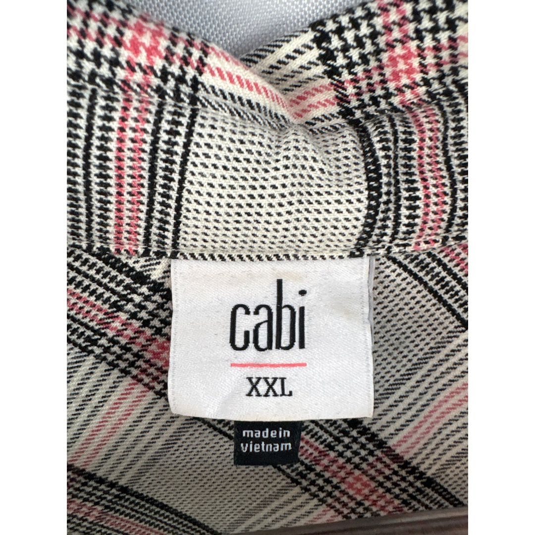 Women’s Cabi XXL Cream, Red, & Black Plaid Button Up Shirt