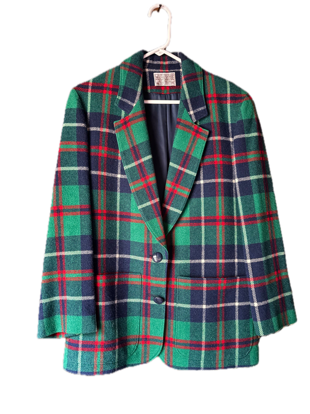 Vintage 60s 70s Pendleton Wool Tartan Plaid Blazer Jacket Made in USA