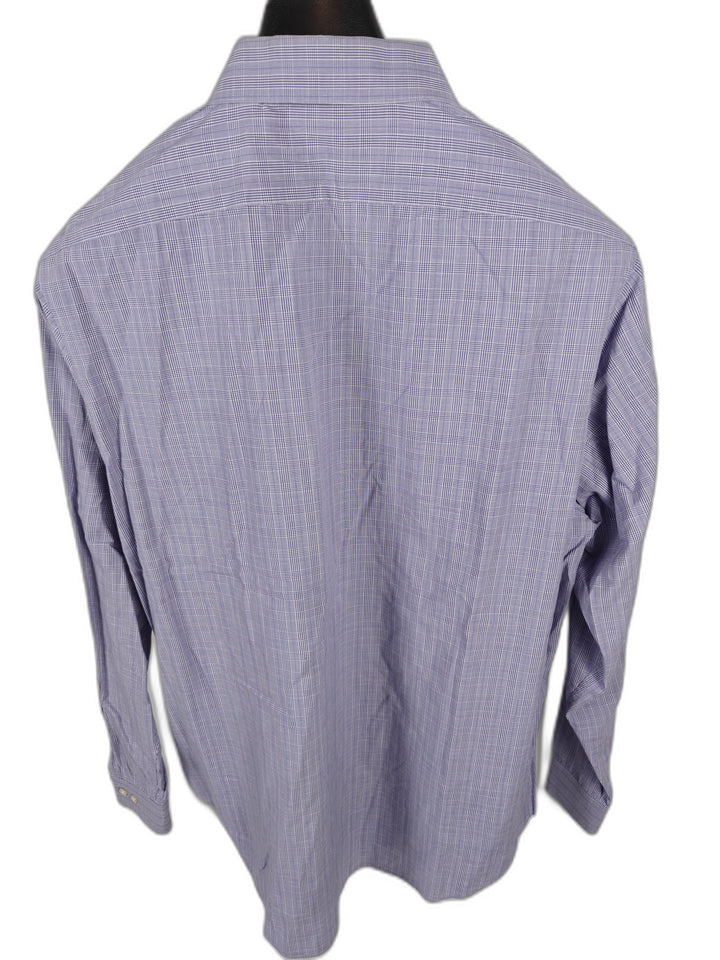 Men’s DKNY Slim Fit Dress Shirt Purple Plaid Size XL 17.5 34/35