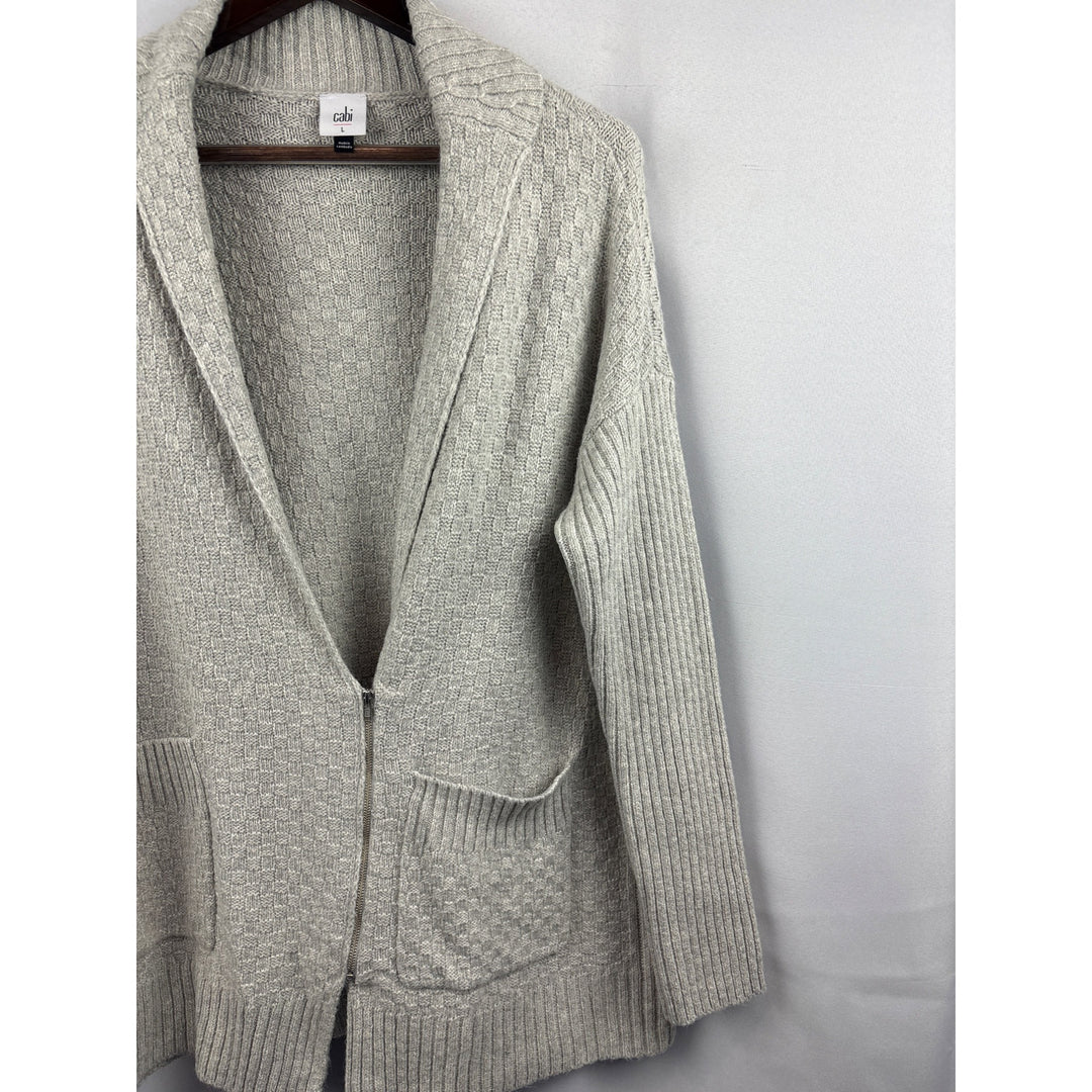 Women’s Cabi Large Grey Half-Zip Cardigan with Pockets