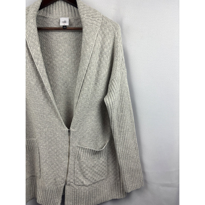 Women’s Cabi Large Grey Half-Zip Cardigan with Pockets