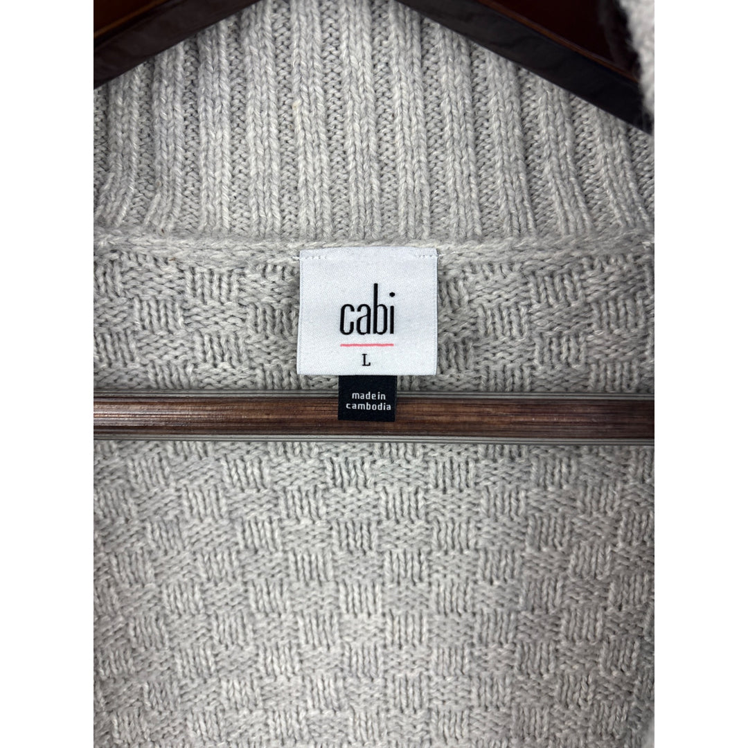 Women’s Cabi Large Grey Half-Zip Cardigan with Pockets