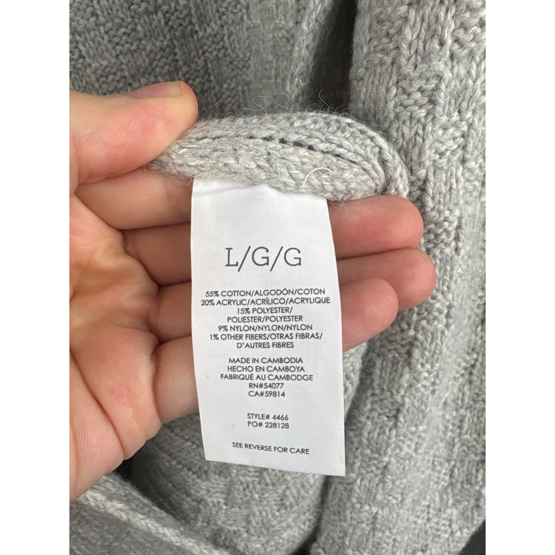 Women’s Cabi Large Grey Half-Zip Cardigan with Pockets